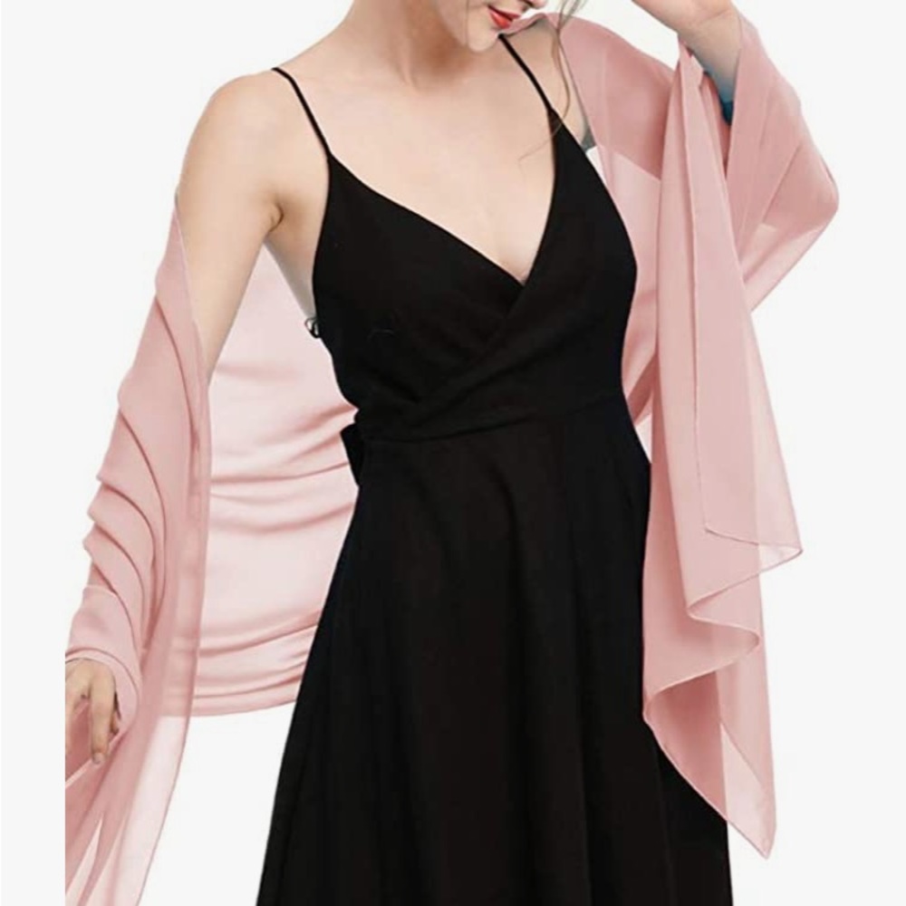 Chiffon Shawl/Scarf, blush, 79” x 29”